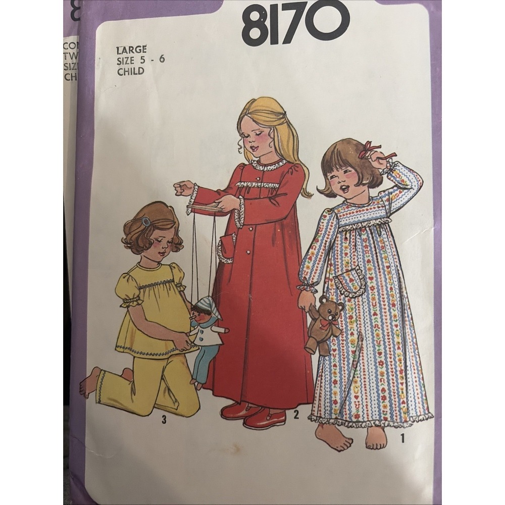 Simplicity 8170 Child Nightgown Pajamas Robe Sewing Pattern Size 6 Cut Complete